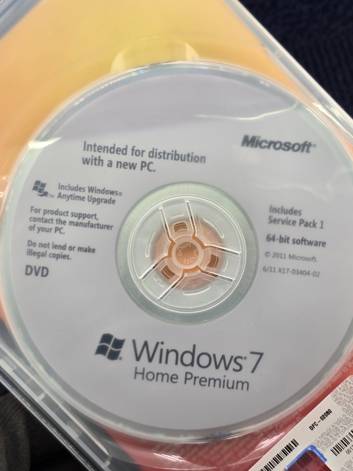 Microsoft GFC-02050 Windows 7 Home Premium SP1 64-Bit System Builder Software