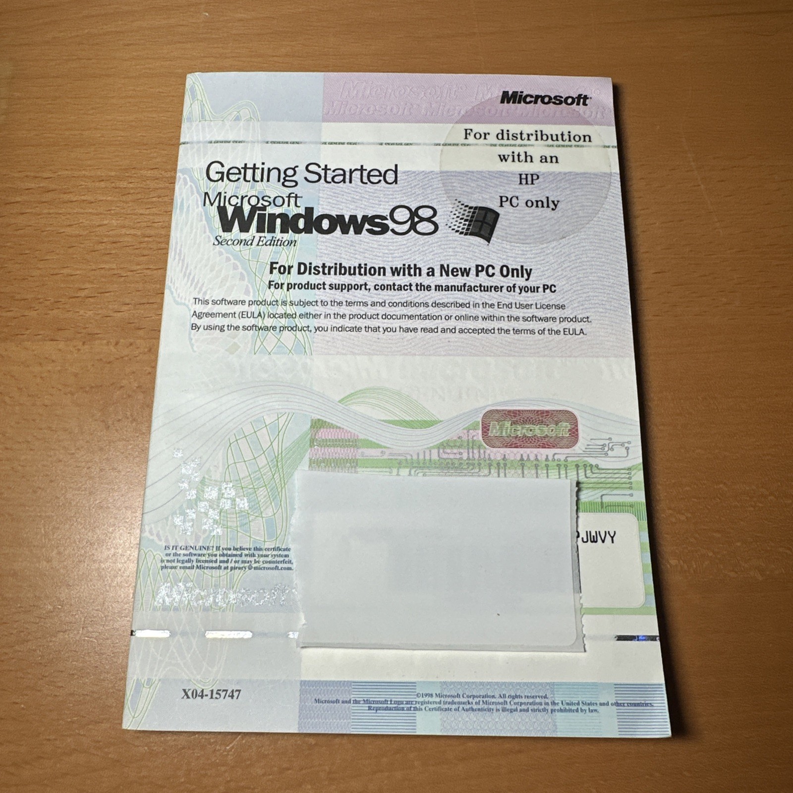 Vintage Microsoft Windows 98 getting started book With Product Key, NO CD