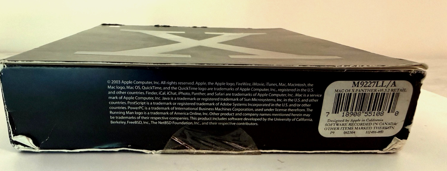 Apple Mac OS X 10.3 Panther M9227LL/A Original Retail Box – New