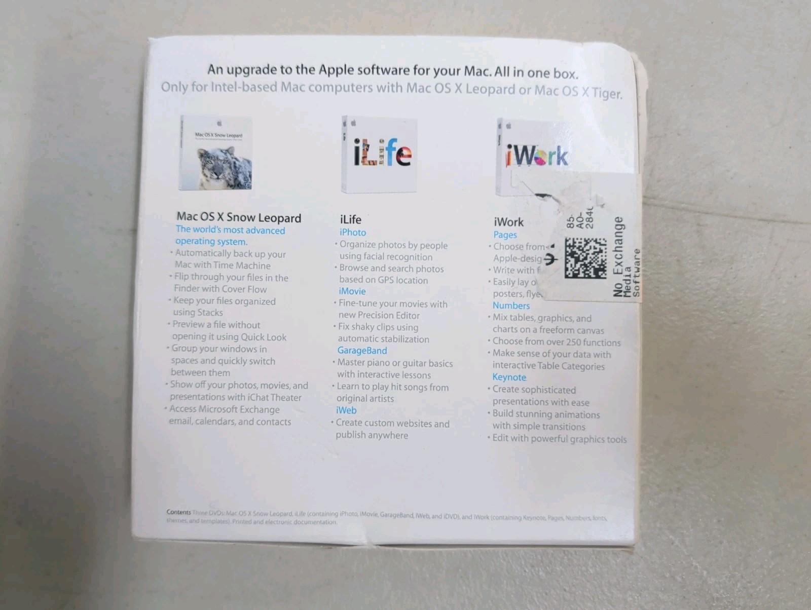 Apple Mac Box Set – Snow Leopard 10.6 iLife 09 iWork 09 MC209Z/A