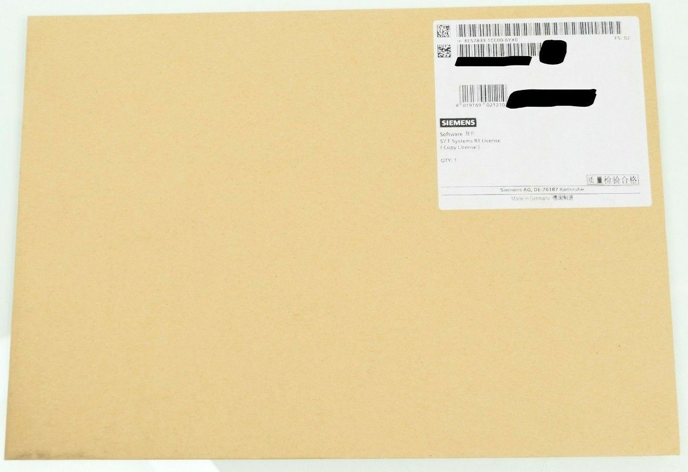 Siemens Software License 6ES7 833-1CC00-6YX0 | 6ES7833-1CC00-6YX0