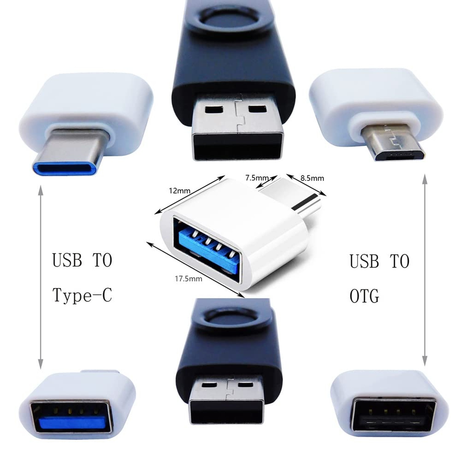 32GB USB Flash Drives Memory Sticks Thumb Drive with OTG & Type-C/USB C Adapt…