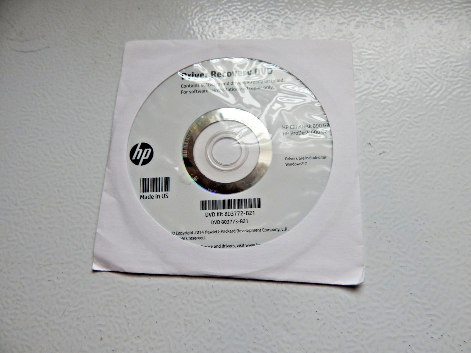 HP Driver Recovery DVD HP Windows 7 Prodesk 600G2 800G2 – CD ONLY