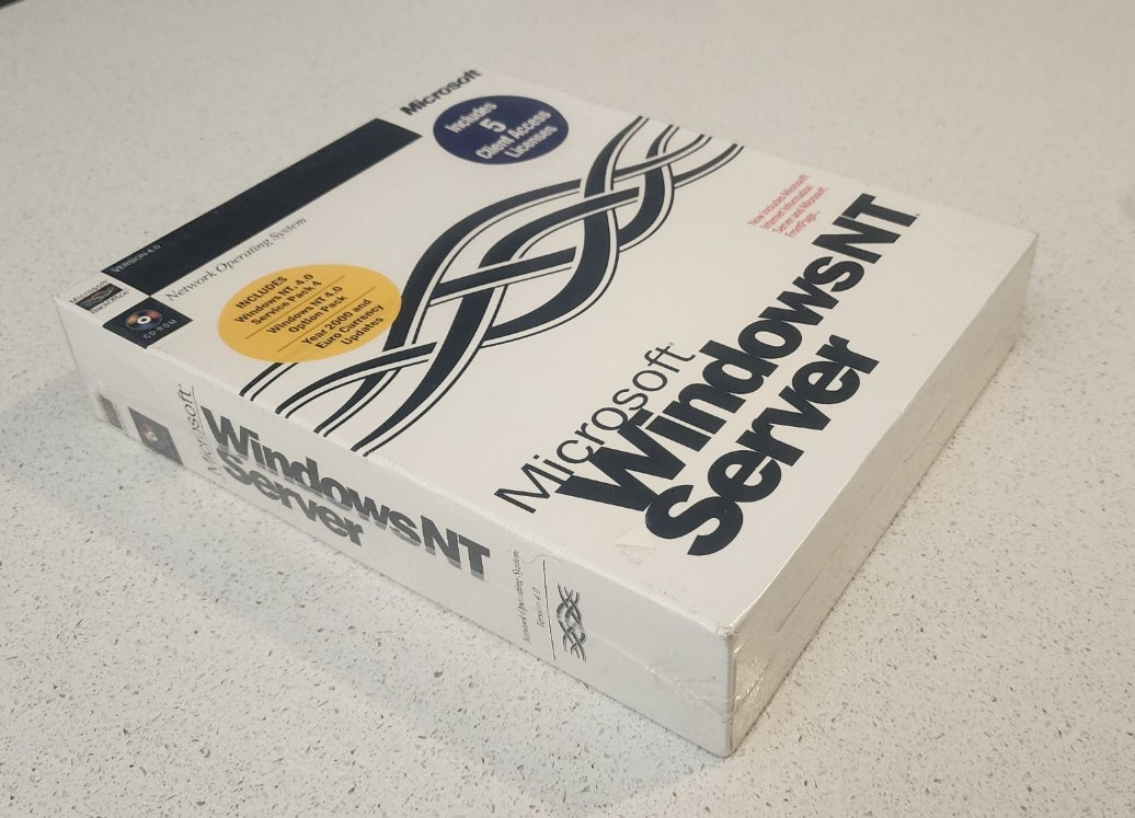 NEW – SEALED Vintage Microsoft Windows NT Server with 5 Licenses BIG BOX Edition