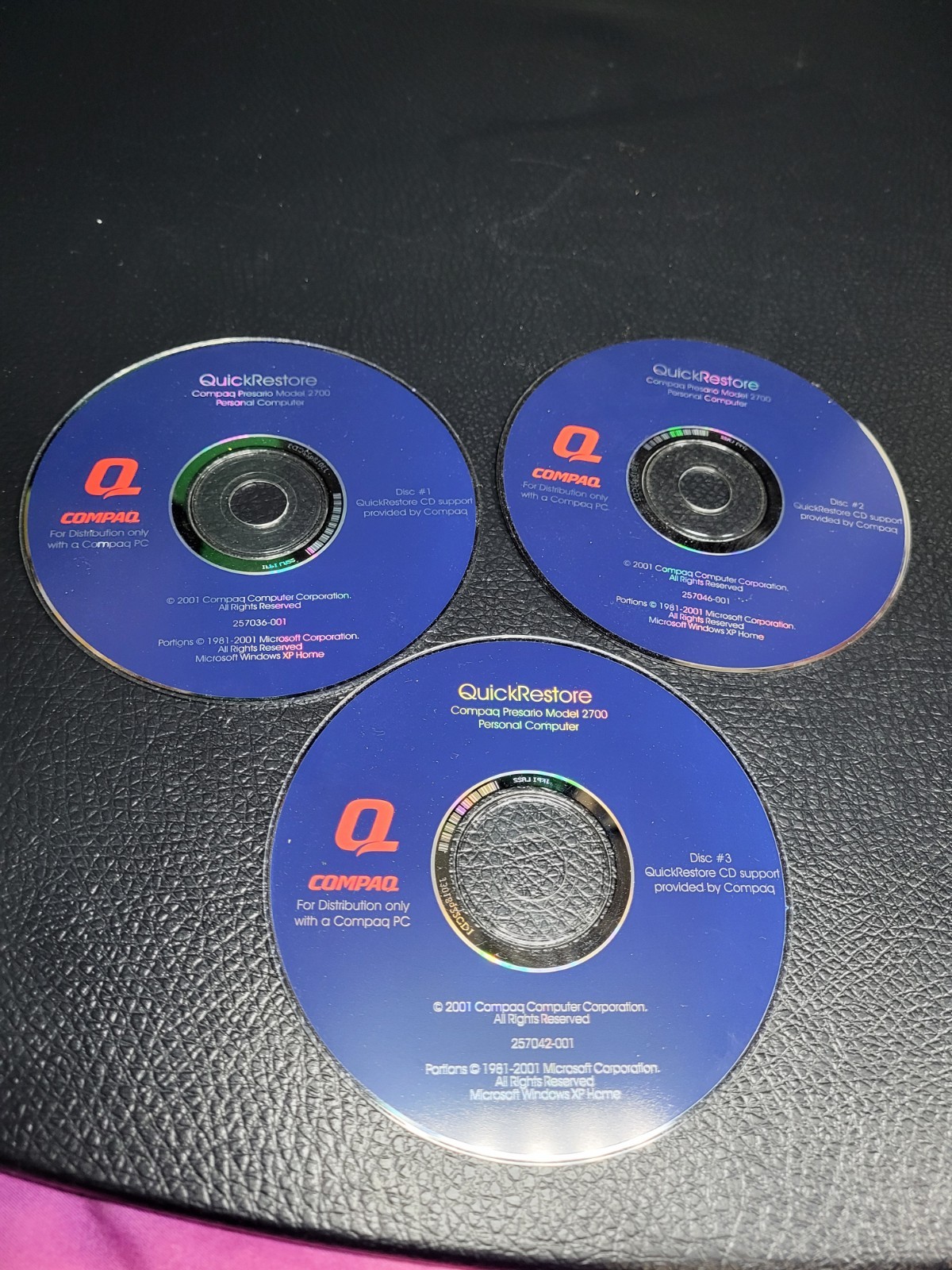 Compaq Presario Quick Restore Disc 1-3 (2001 Pre-Owned PC Computer CD-ROM 2700