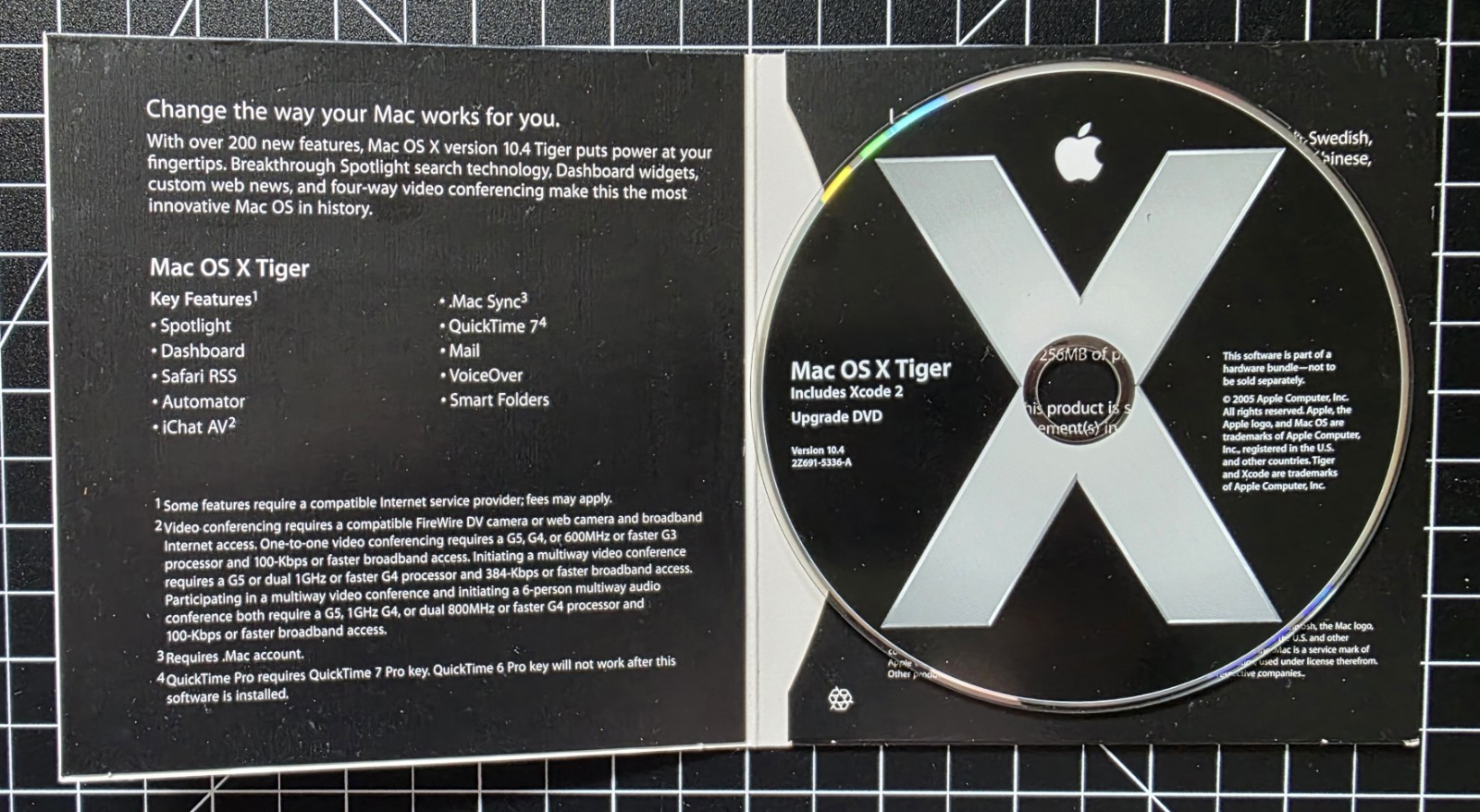 Vintage Apple Mac OS X Tiger 10.4 Upgrade DVD Macintosh Software PowerPC