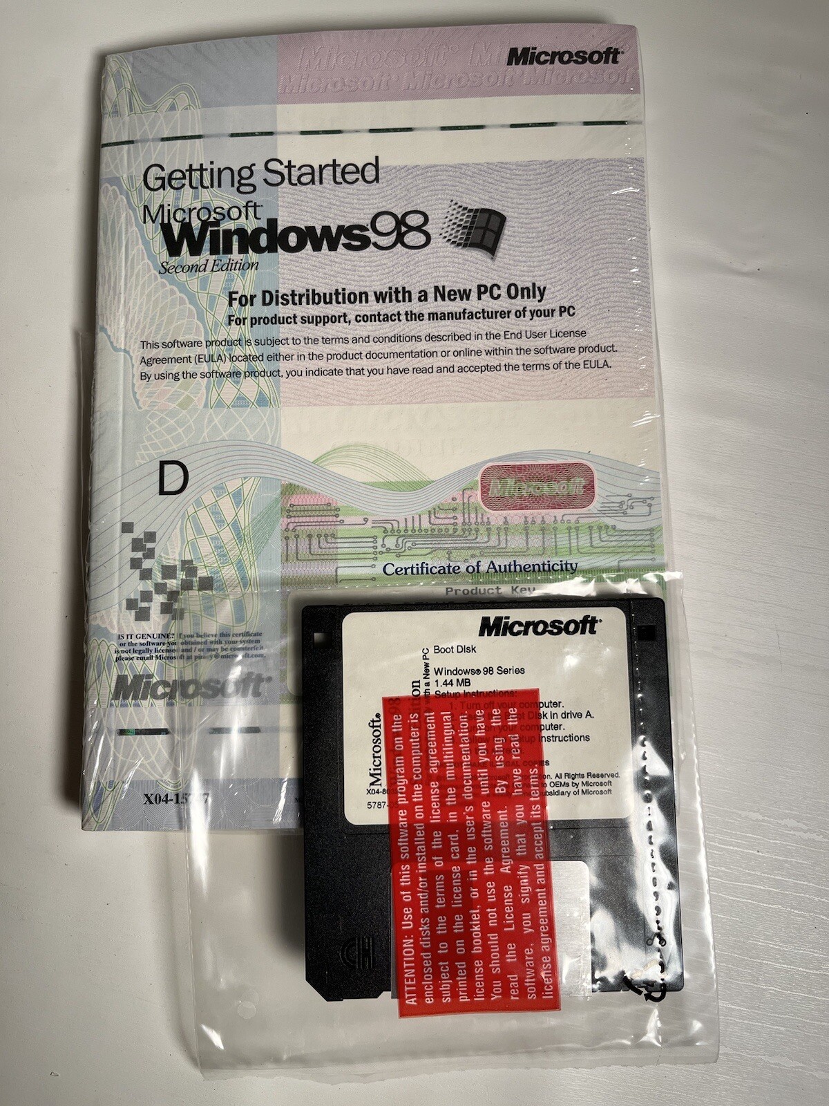 Vntg 98 Windows NEW SEALED Getting Started Book With 3.5 Floppy Product Code PC