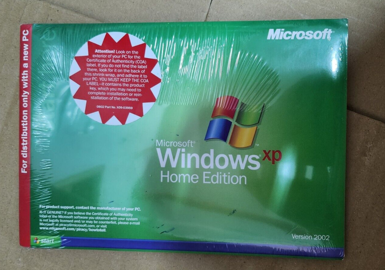 Microsoft Windows XP HOME (OEM) with SP1a – NEW & Sealed!