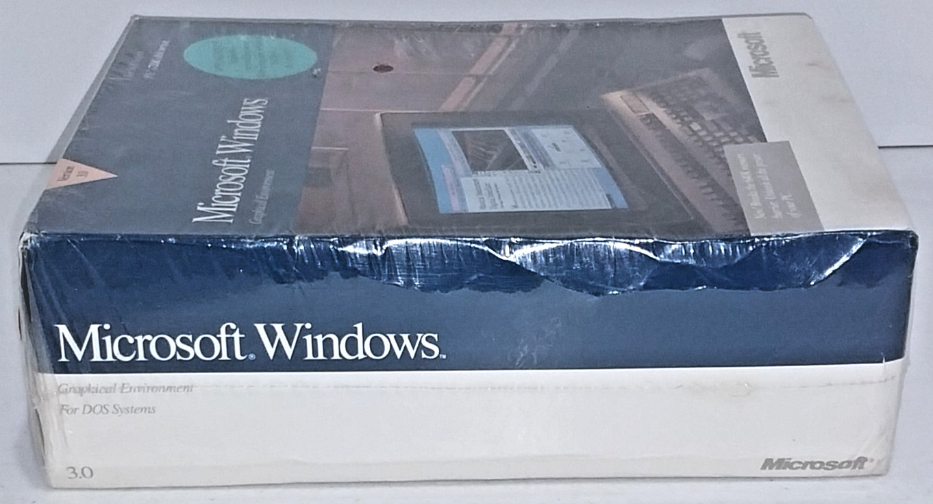 New Sealed Microsoft Windows 3.0 For DOS Systems, 3.5″ (720K) Disk Version, 1990