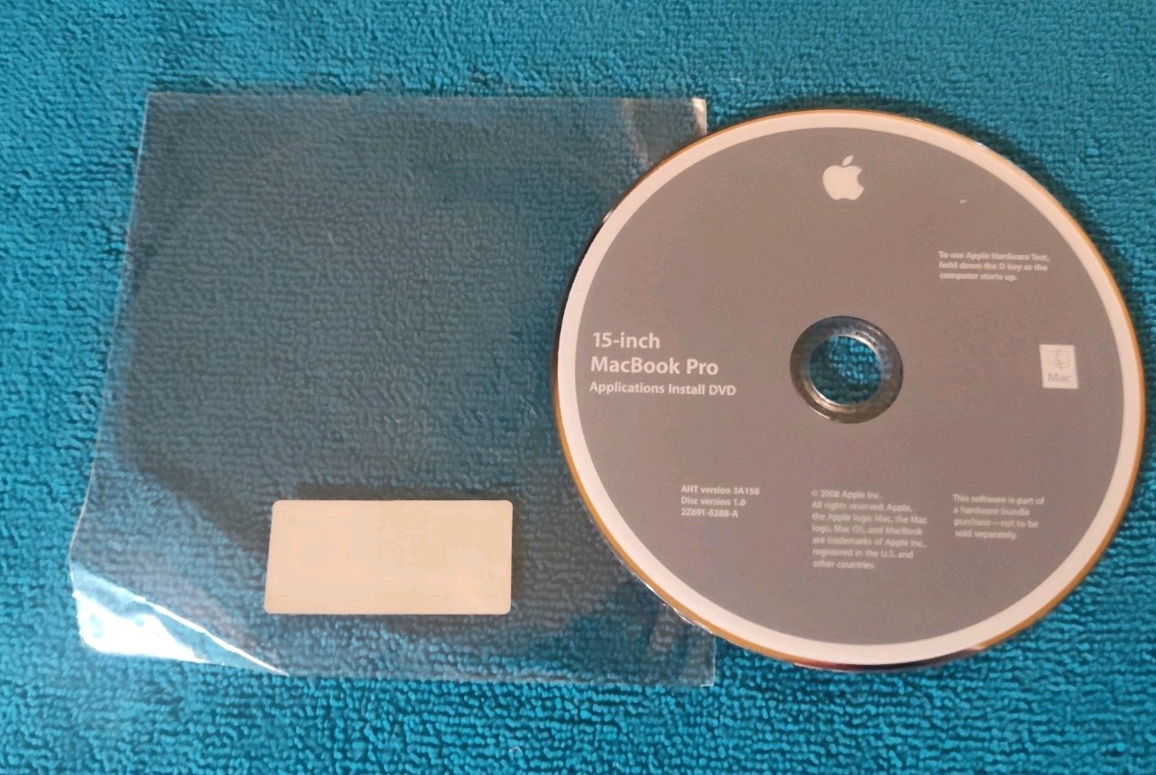 15-inch Macbook Pro, Applications Install DVD, 2008.