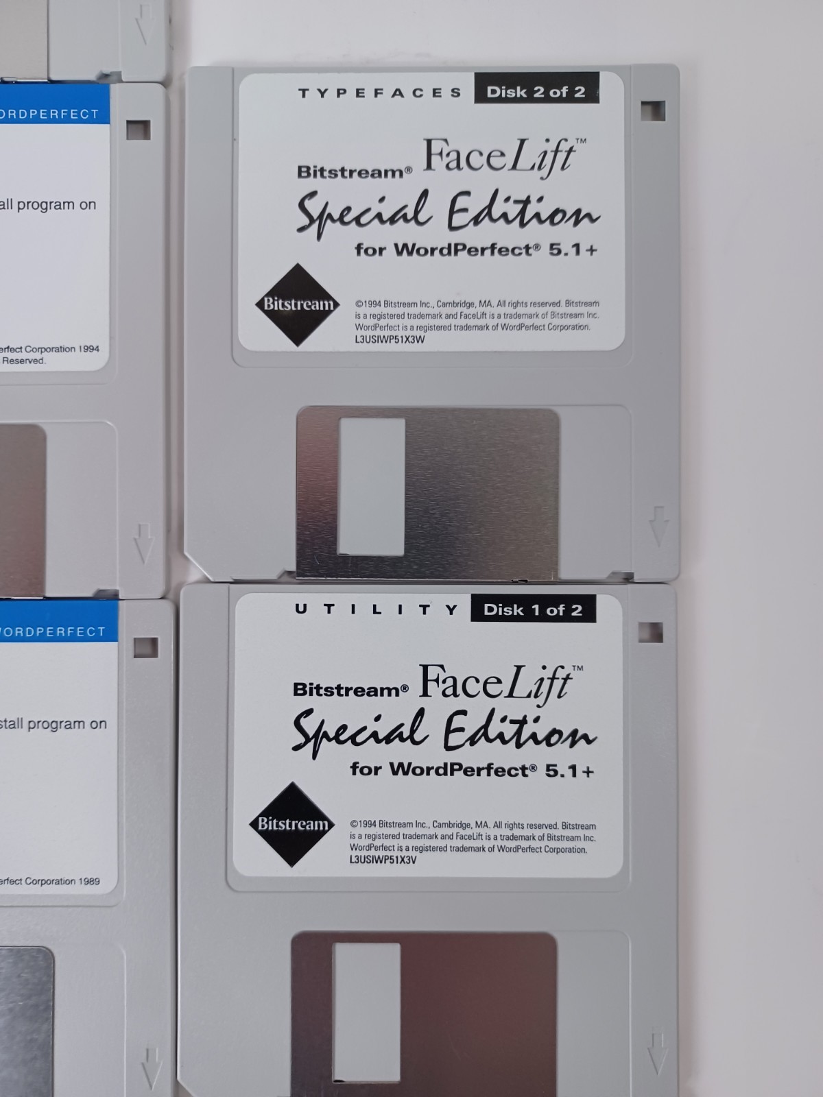 WordPerfect Version 5.1 Set of 7 + 3 Bonus 3 1/2″ Floppy Disks