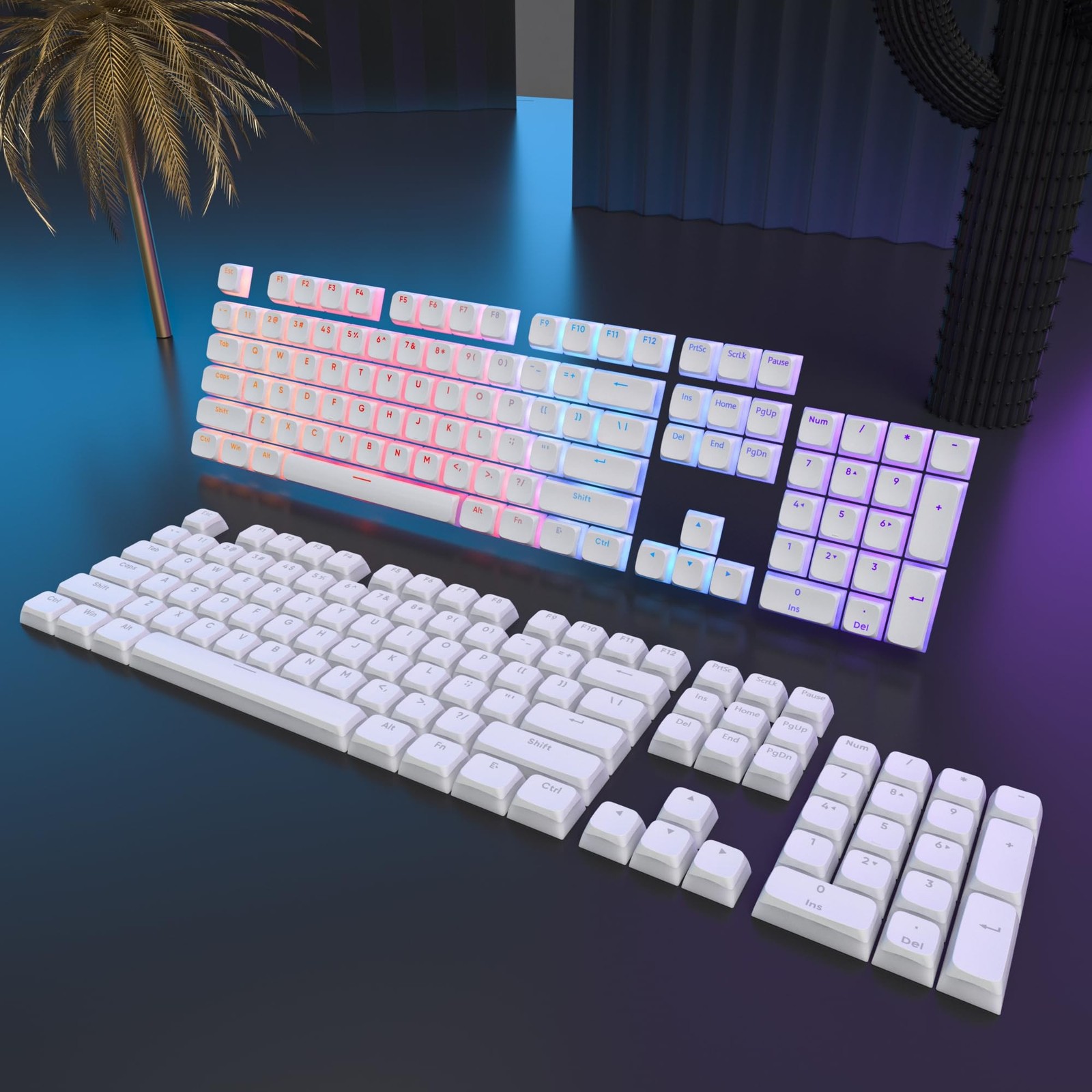 White Pudding PBT Keycaps, 117 Key XDA Profile Key caps, Custom Keyboard Keyc…