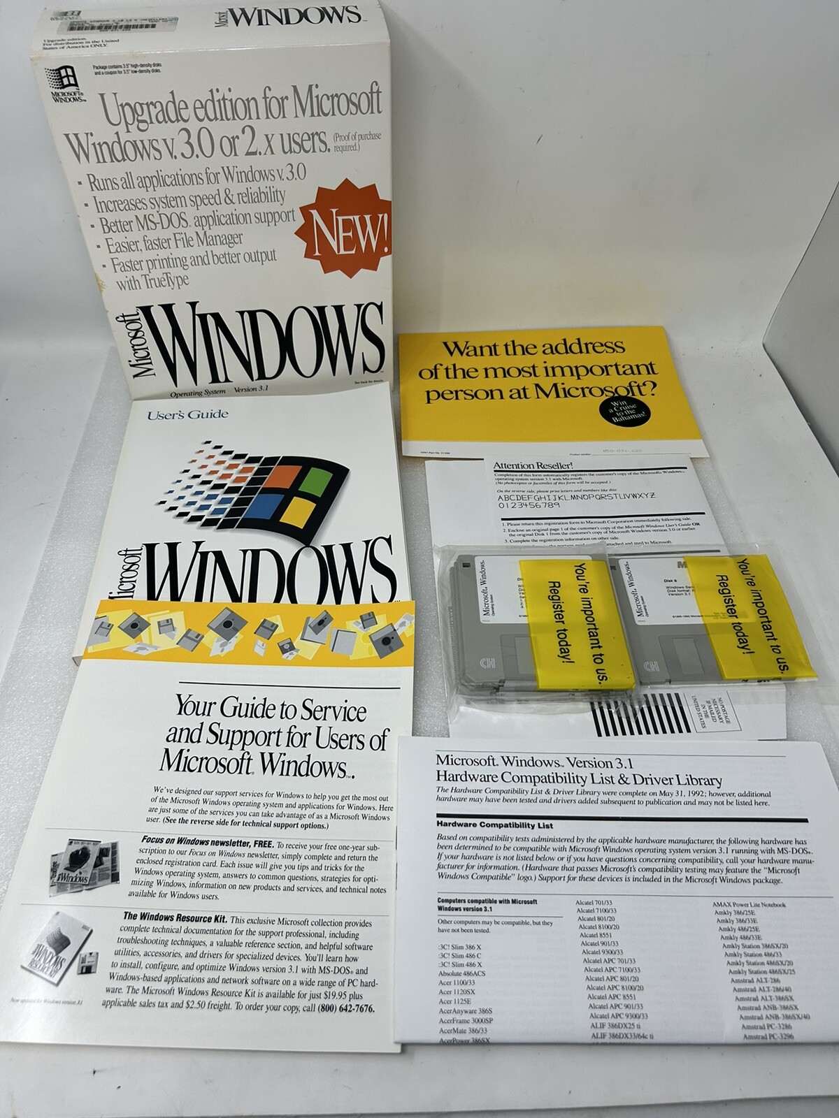 Microsoft Windows 3.1 UPGRADE Edition For Windows 3.0 or 2.X Users 3.5″ Disks