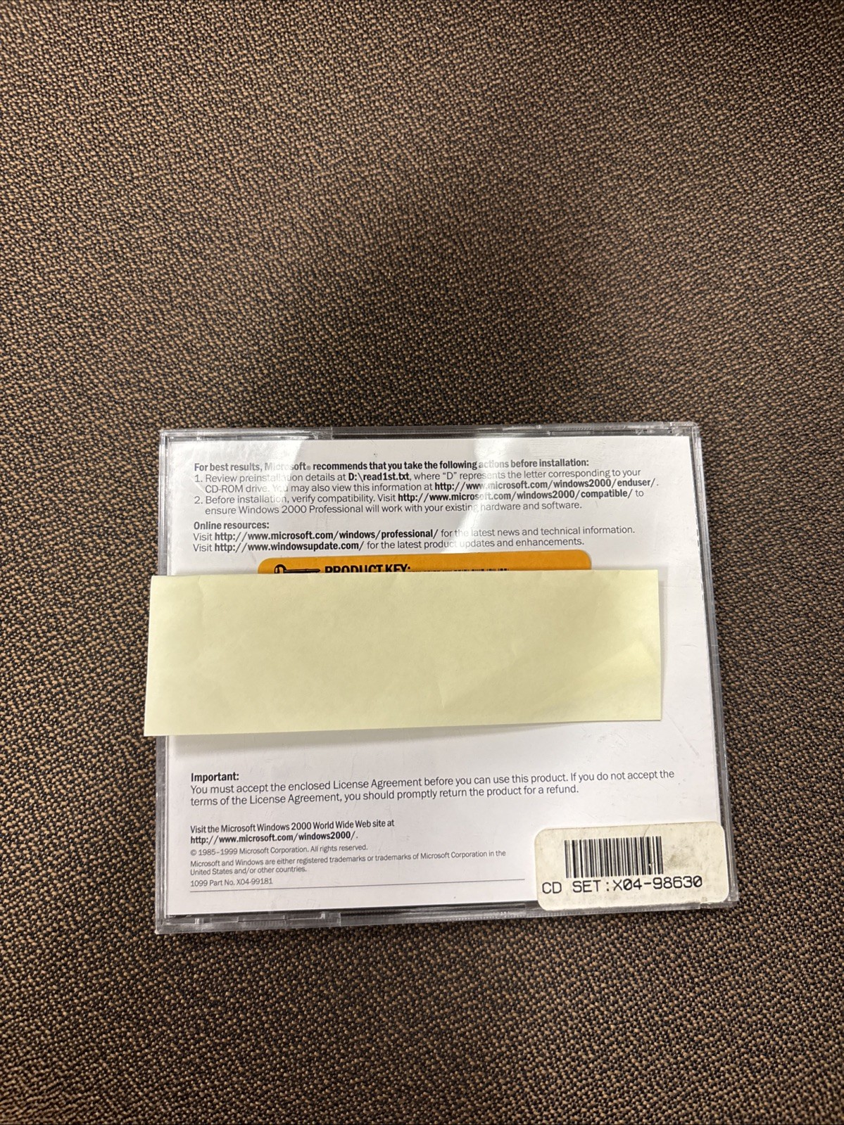 Microsoft Windows, 2000 Professional With Product Key Not Tested
