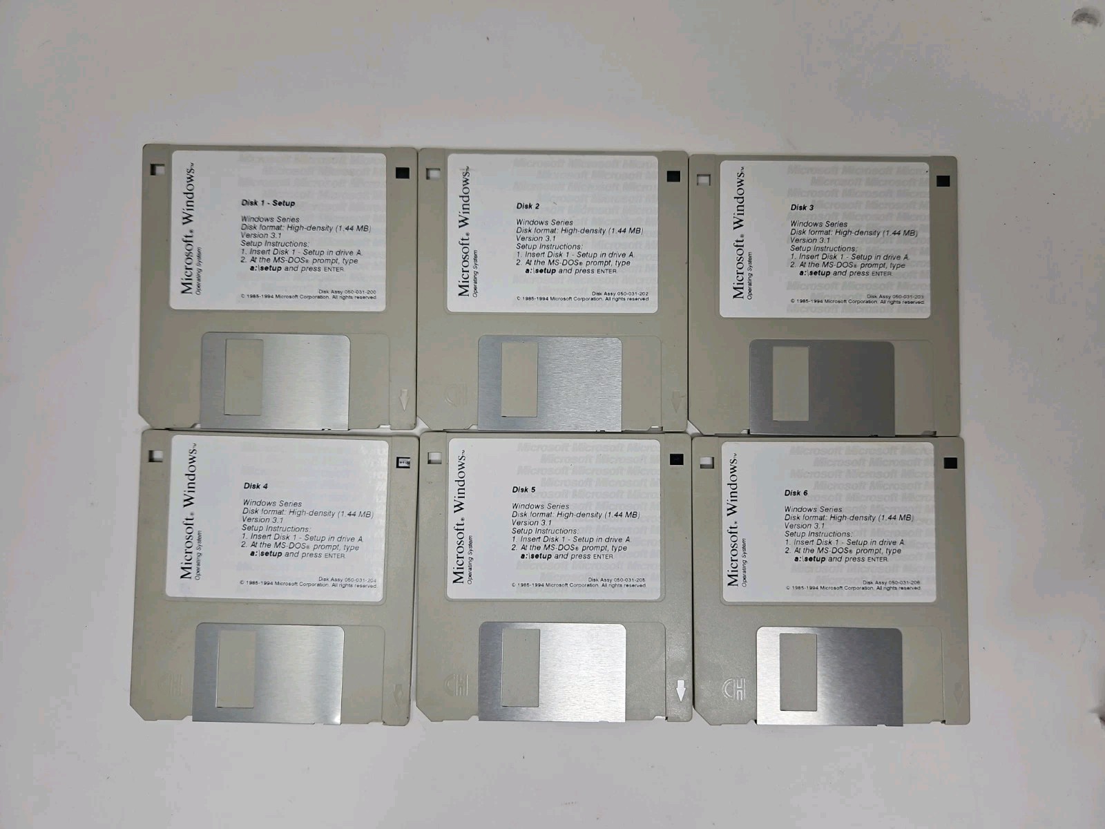 Microsoft Windows 3.1 Operating System 3.5″ Floppy Disk (1-6) Full Set Retail
