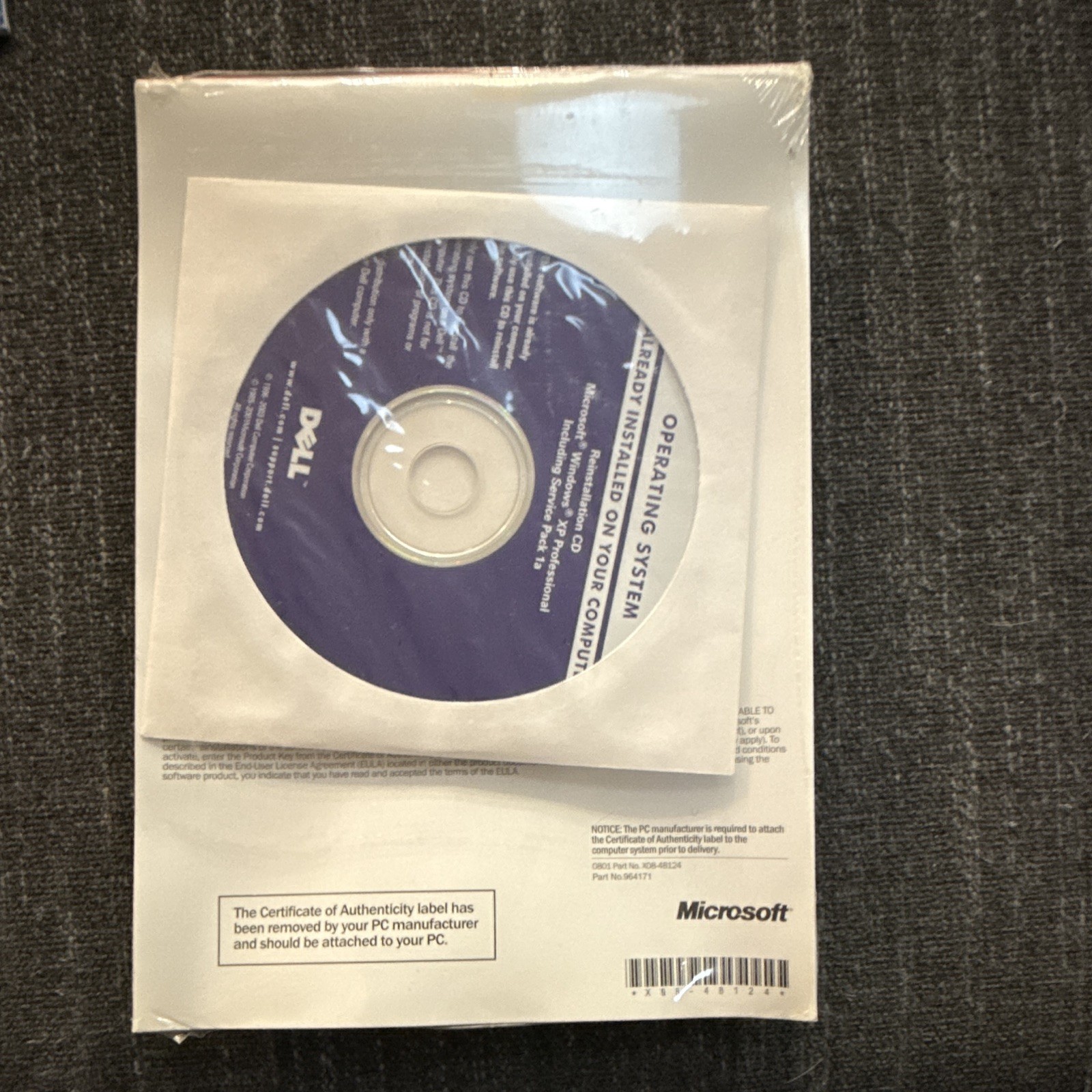 Microsoft Windows XP Professional OEM Reinstall CD English for Dell Only 0R2527