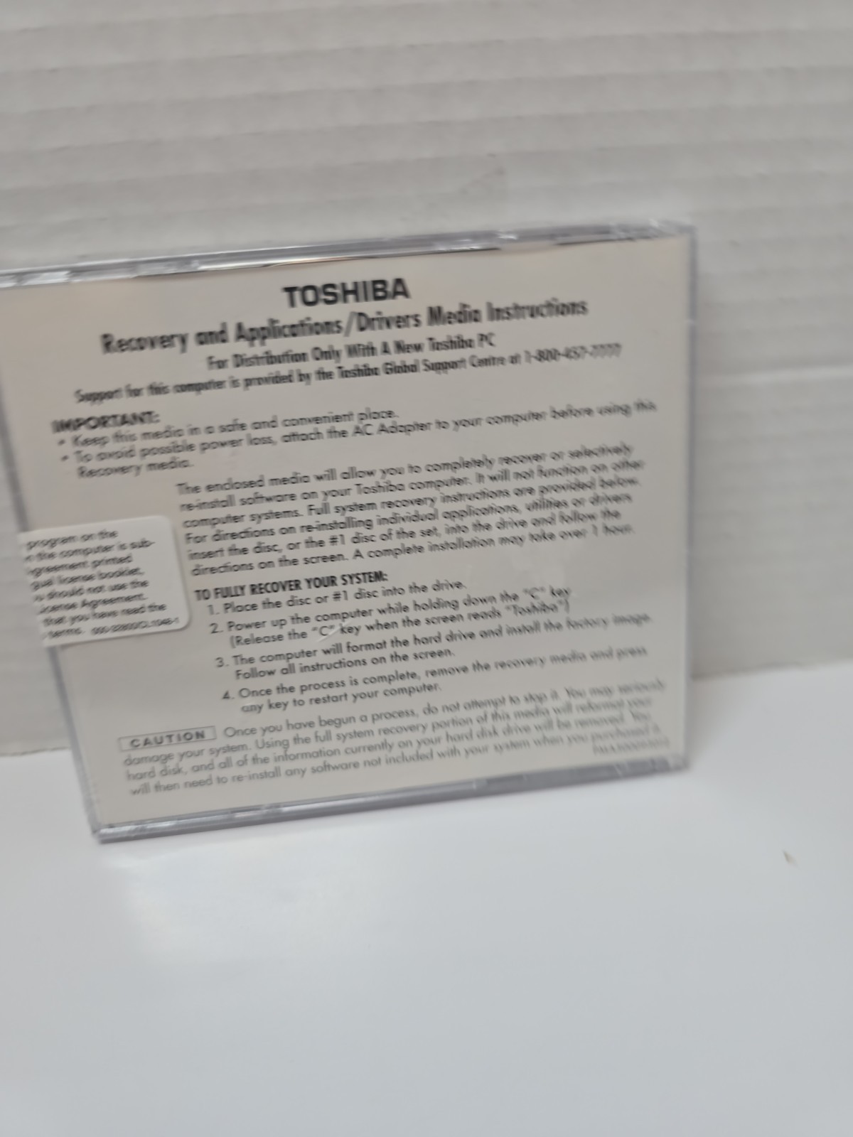 Toshiba OEM Factory Recovery Applications/Drivers DVD Satellite A130/A135 Series