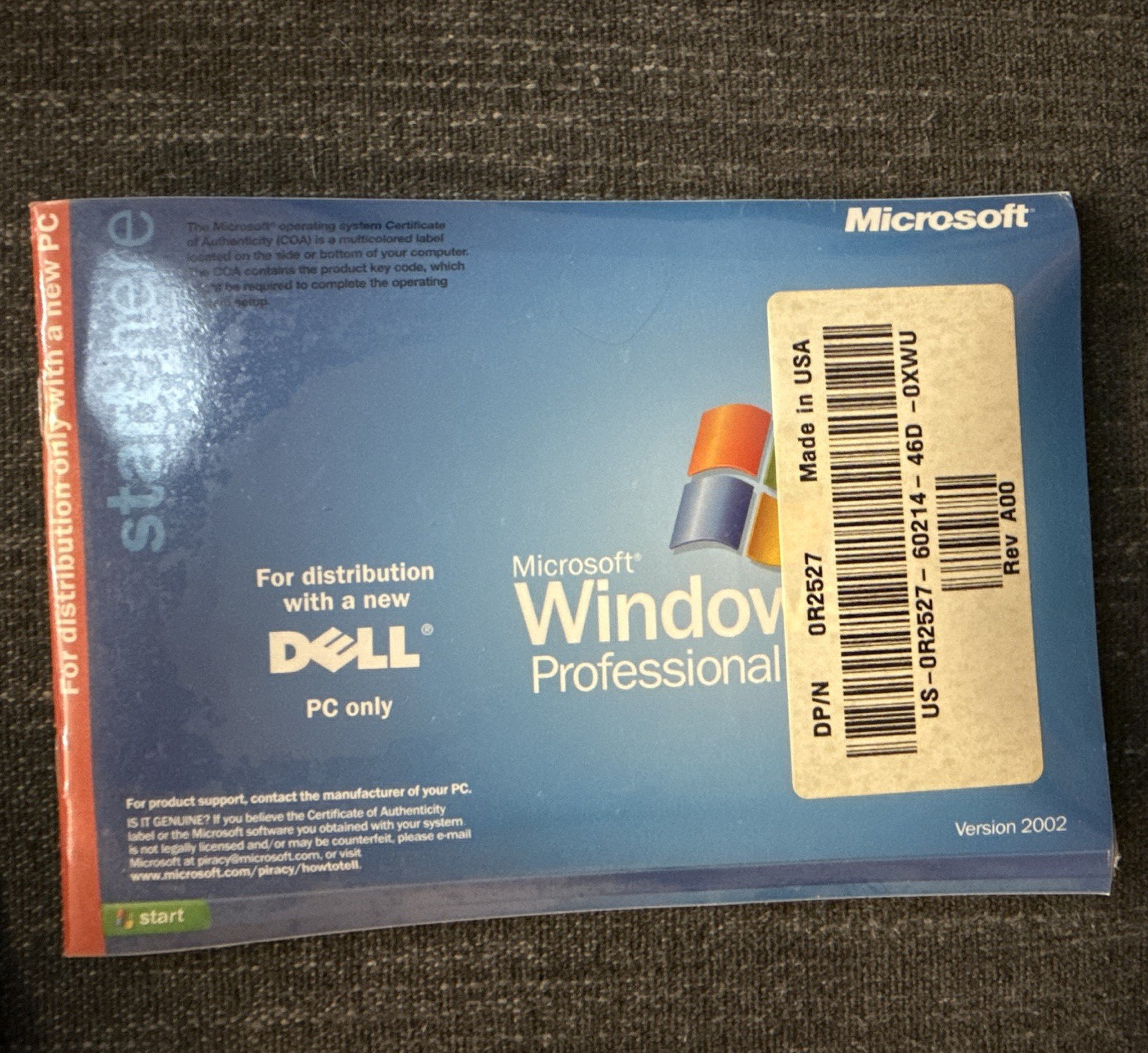 Dell Microsoft Windows XP Professional OEM CD English MPN 0R2527