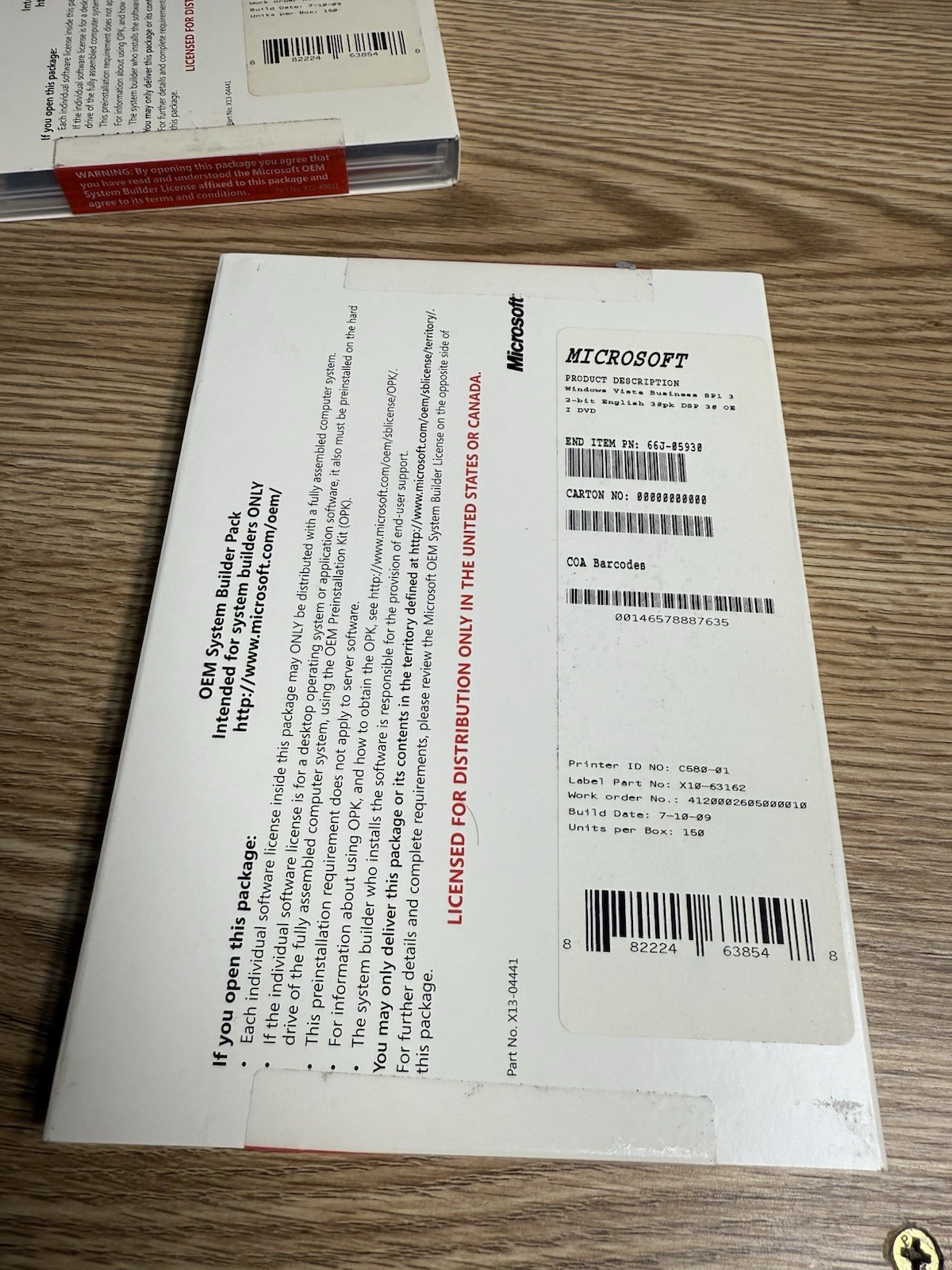 Genuine Microsoft Windows Vista Business Installation Discs (OEM) No License Key