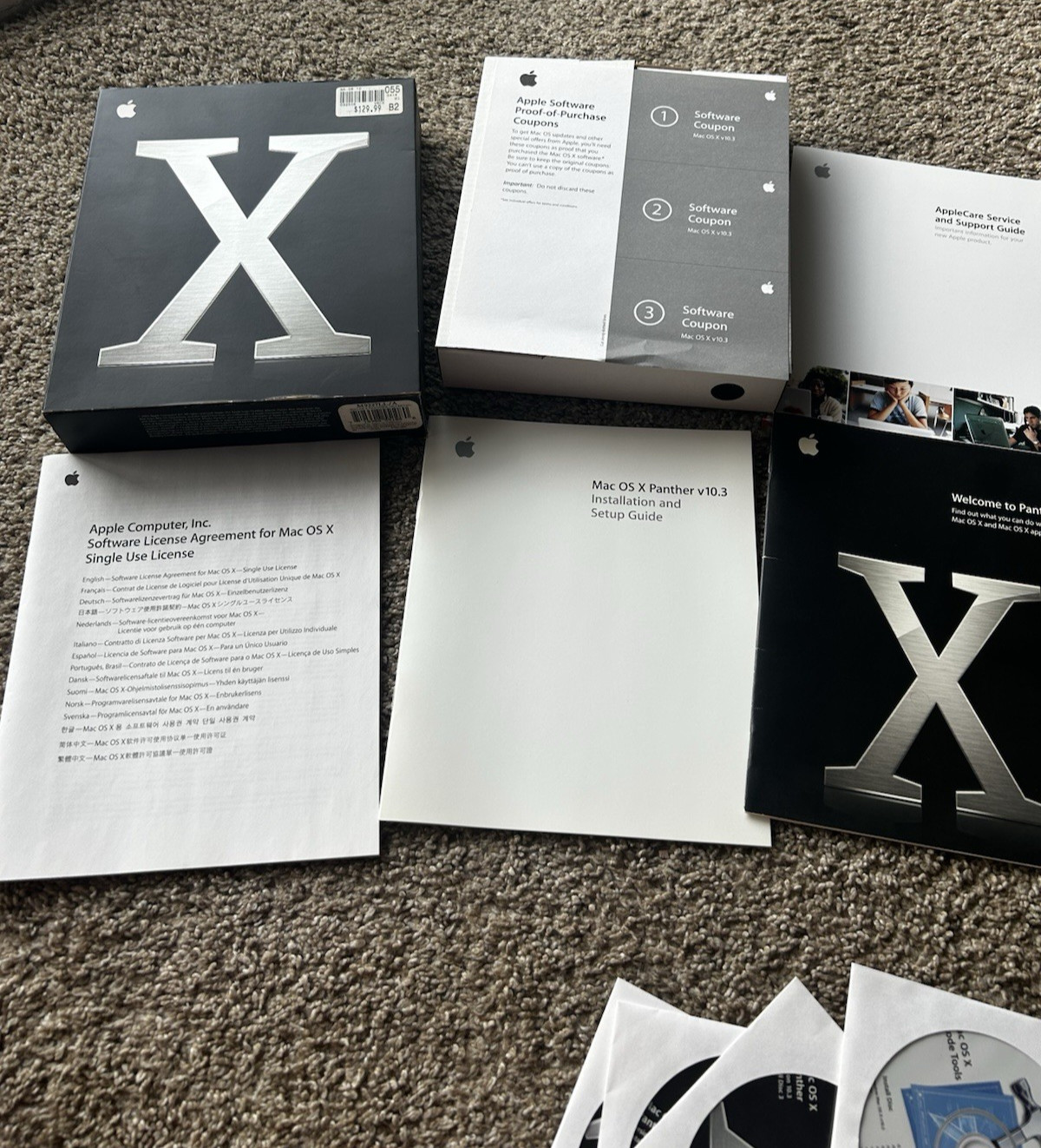 Macintosh MAC OS X 10 Panther Softwaer Discs in original box 10.3