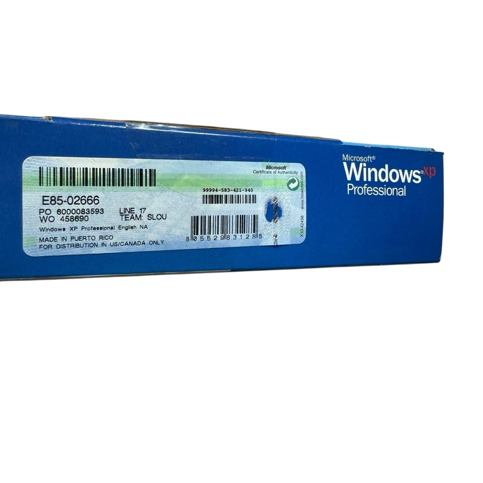Microsoft Windows XP Professional Service Pack 2 Upgrade Full Retail Box English