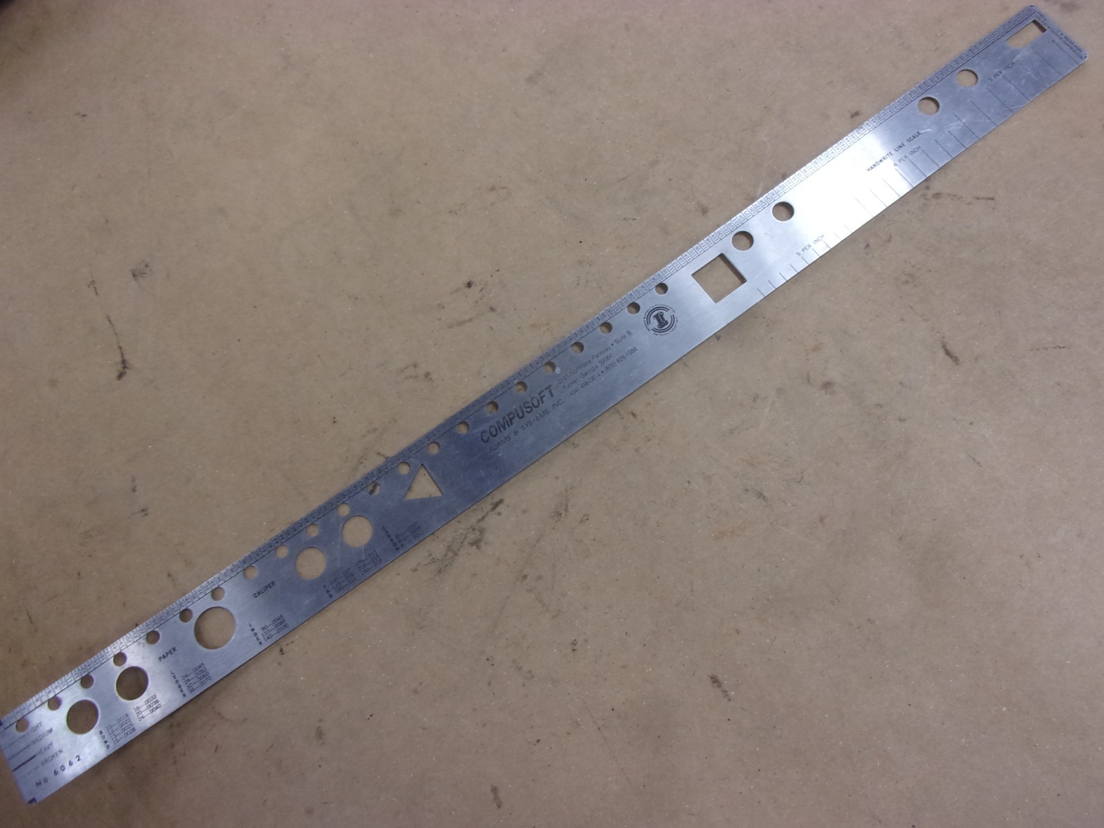 Vtg COMPUSOFT No. 6064 18″ Ruler Template Paper Caliper Geometric Architect USA
