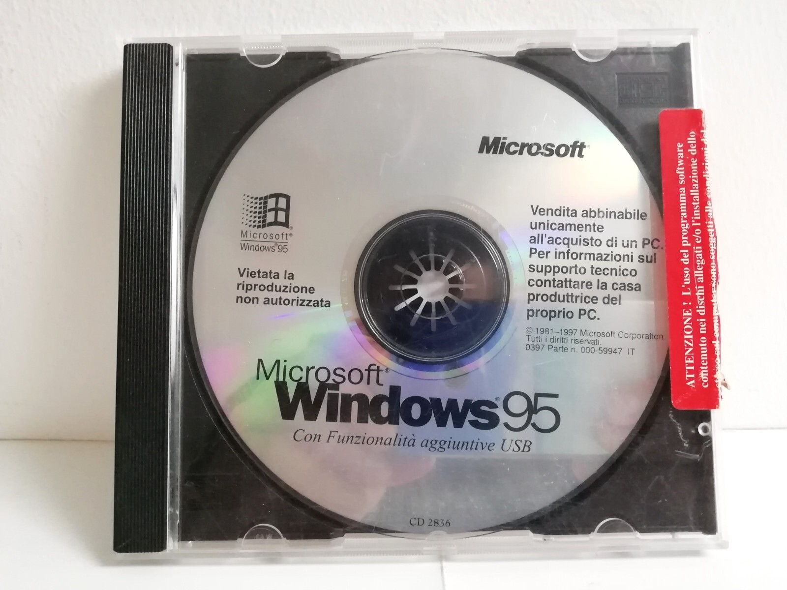 WINDOWS 95 CD INSTALLATION OEM CD2836 USB DRIVER 1997 2836 59947 5315 ITALIAN