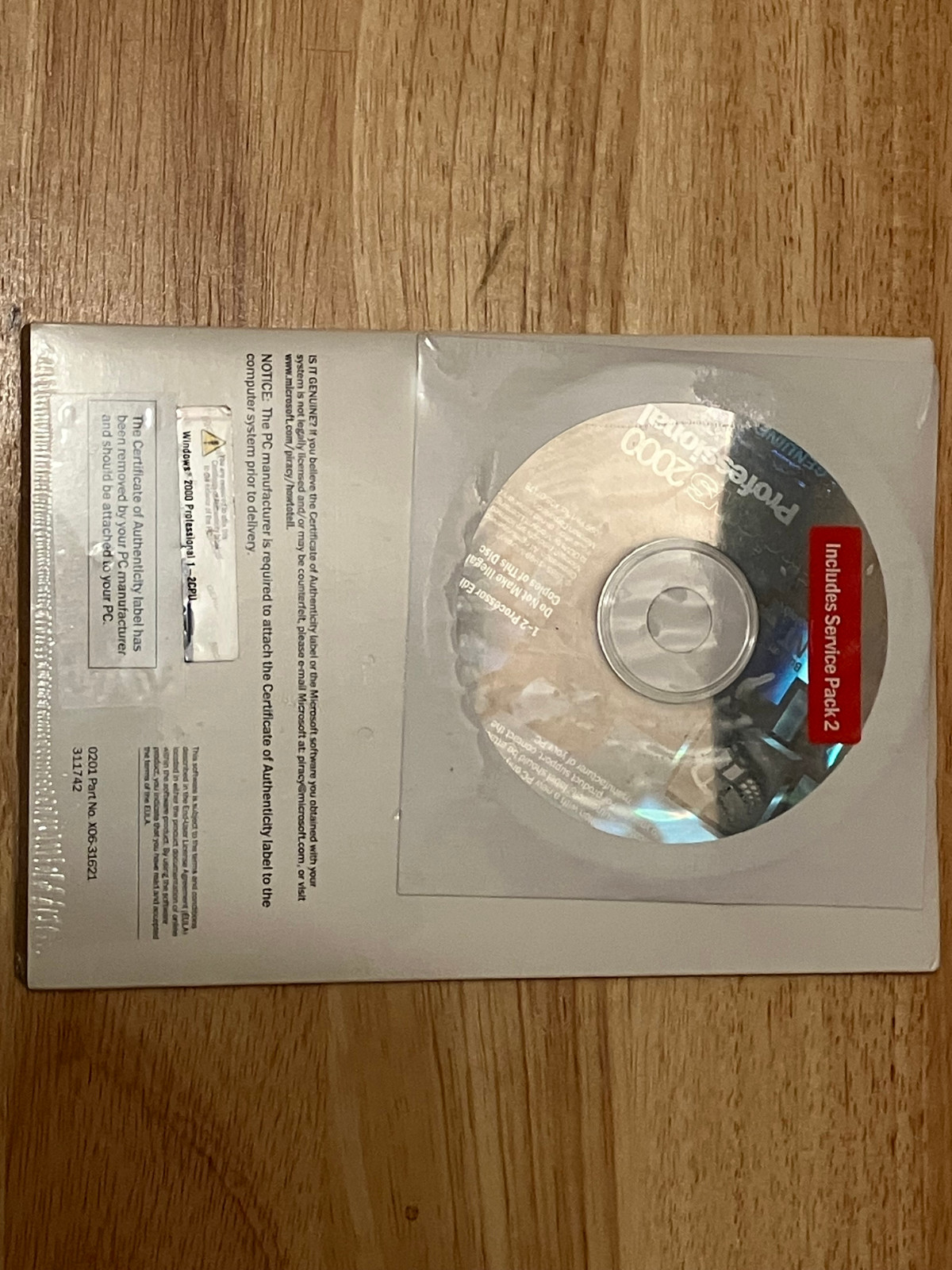 New Sealed Windows 2000 Professional With Service Pack 2 No Key Bundle