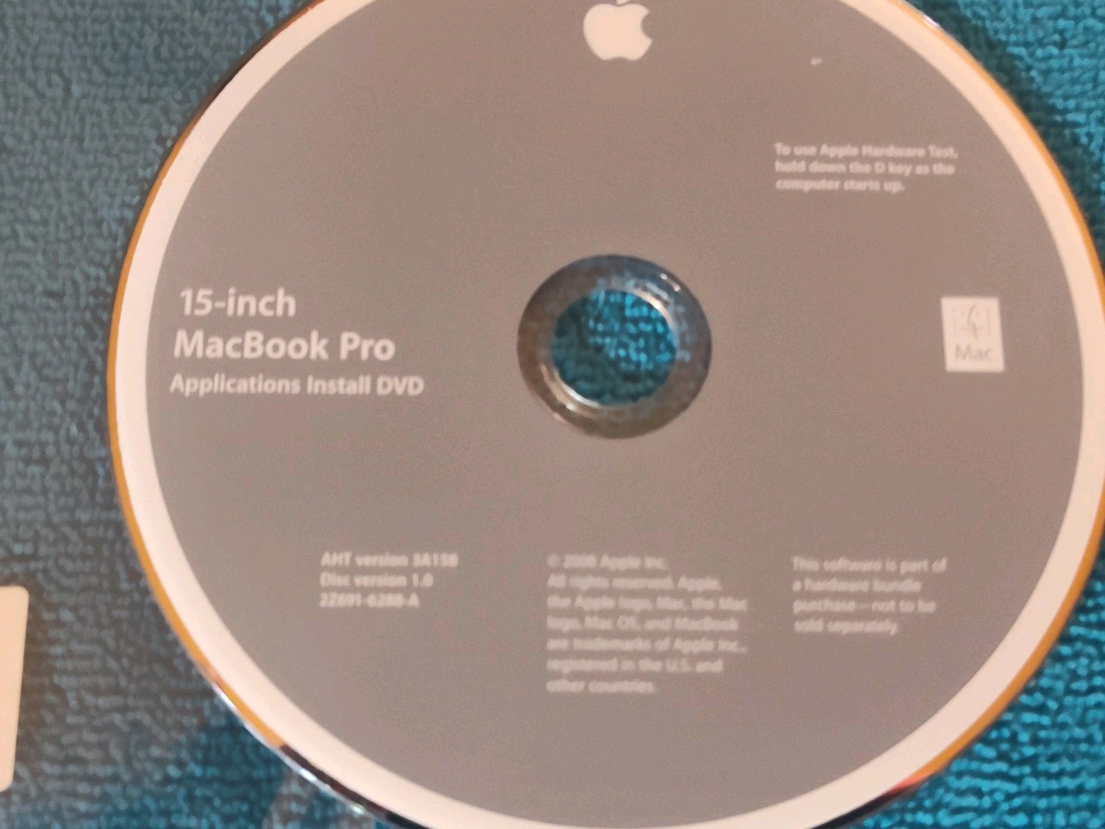 15-inch Macbook Pro, Applications Install DVD, 2008.