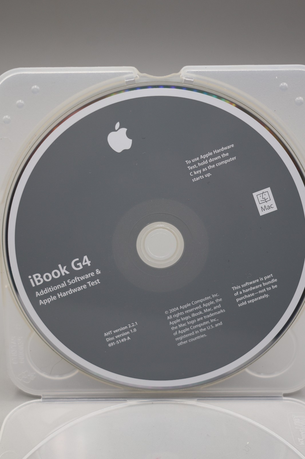 iBook G4 Additional Software, Apple Hardware Test. AHT version 2.2.1. 691-5149-A