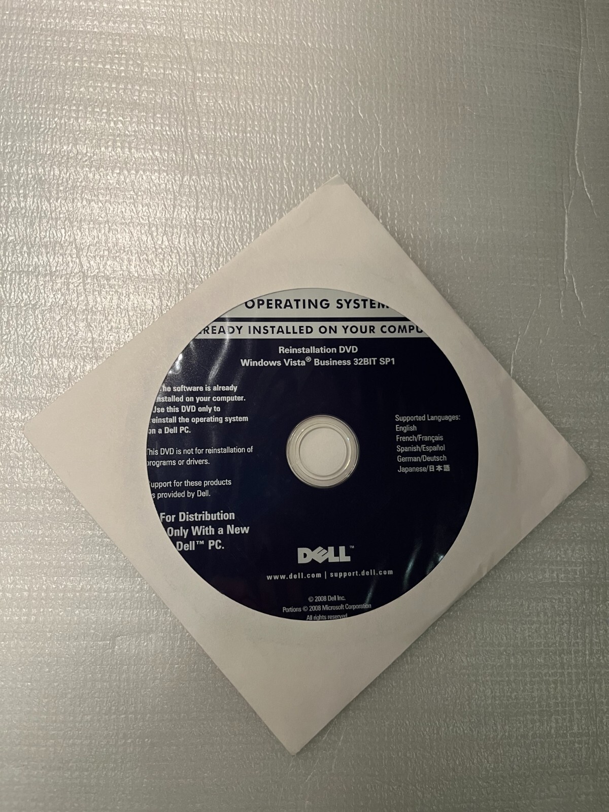 Windows Vista Business 32-Bit w/ Service Pack 1 Reinstallation DVD