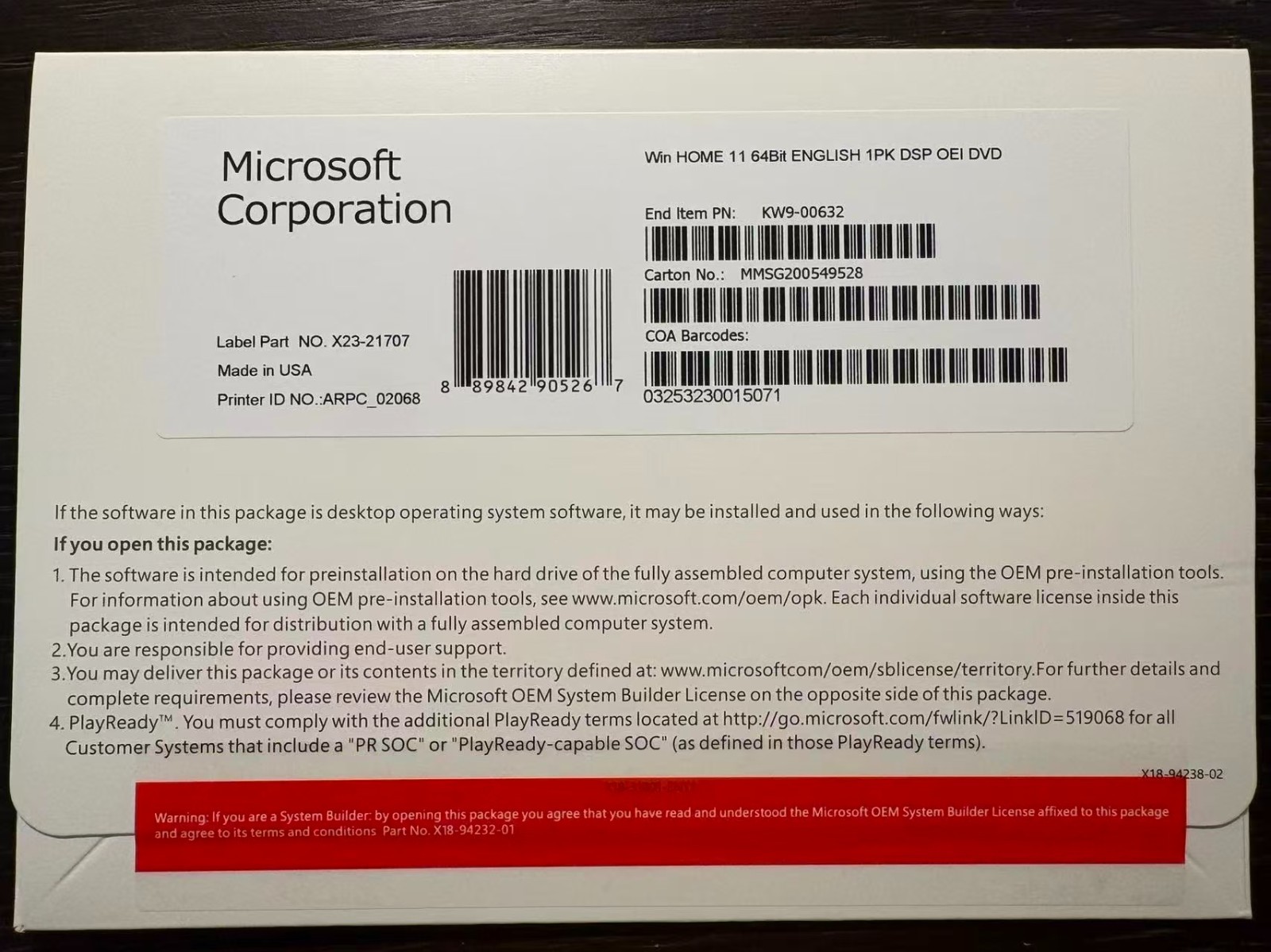 Windows 11 Home 64-Bit DVD and Key Free shipping