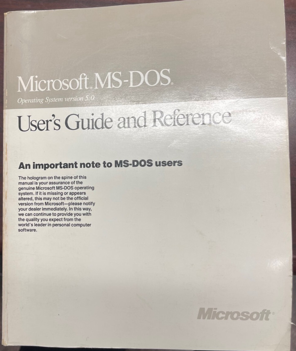 Microsoft MS-DOS 5 Upgrade on (6) 5.25″ Floppy Disks, MS-DOS User’s Guide