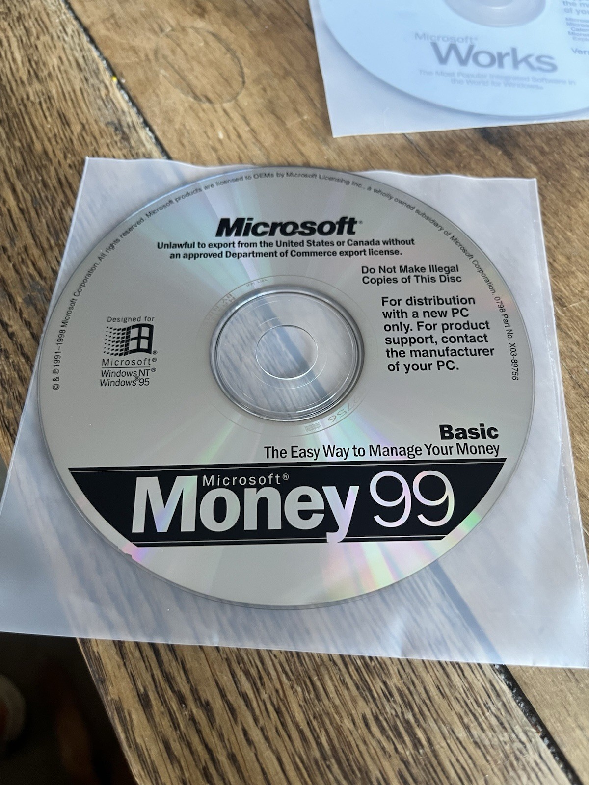 Vintage Microsoft Money 99 Basic & Microsoft Works 4.5a | CDs Included w/ New PC