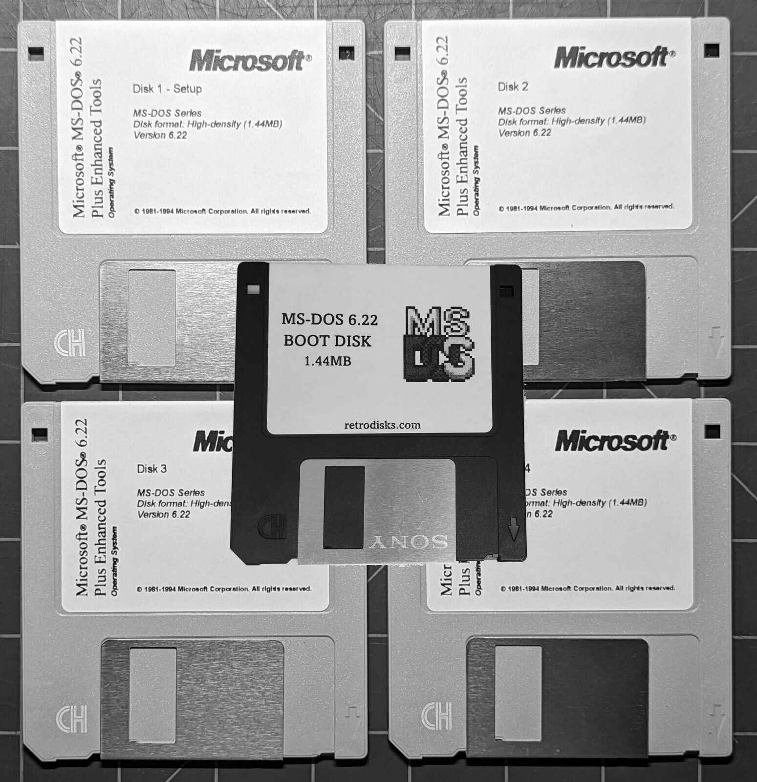 Microsoft MS-DOS 6.22 Installer + Boot Floppy Combo – 3.5″ 1.44MB (Reproduction)