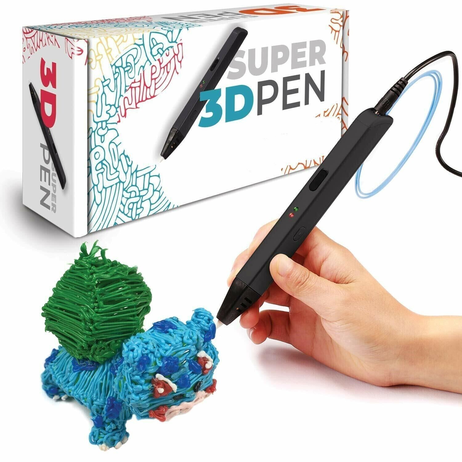 Super 3D Pen,1.75mm ABS and PLA Compatible 3D Printing Pen Gift Child