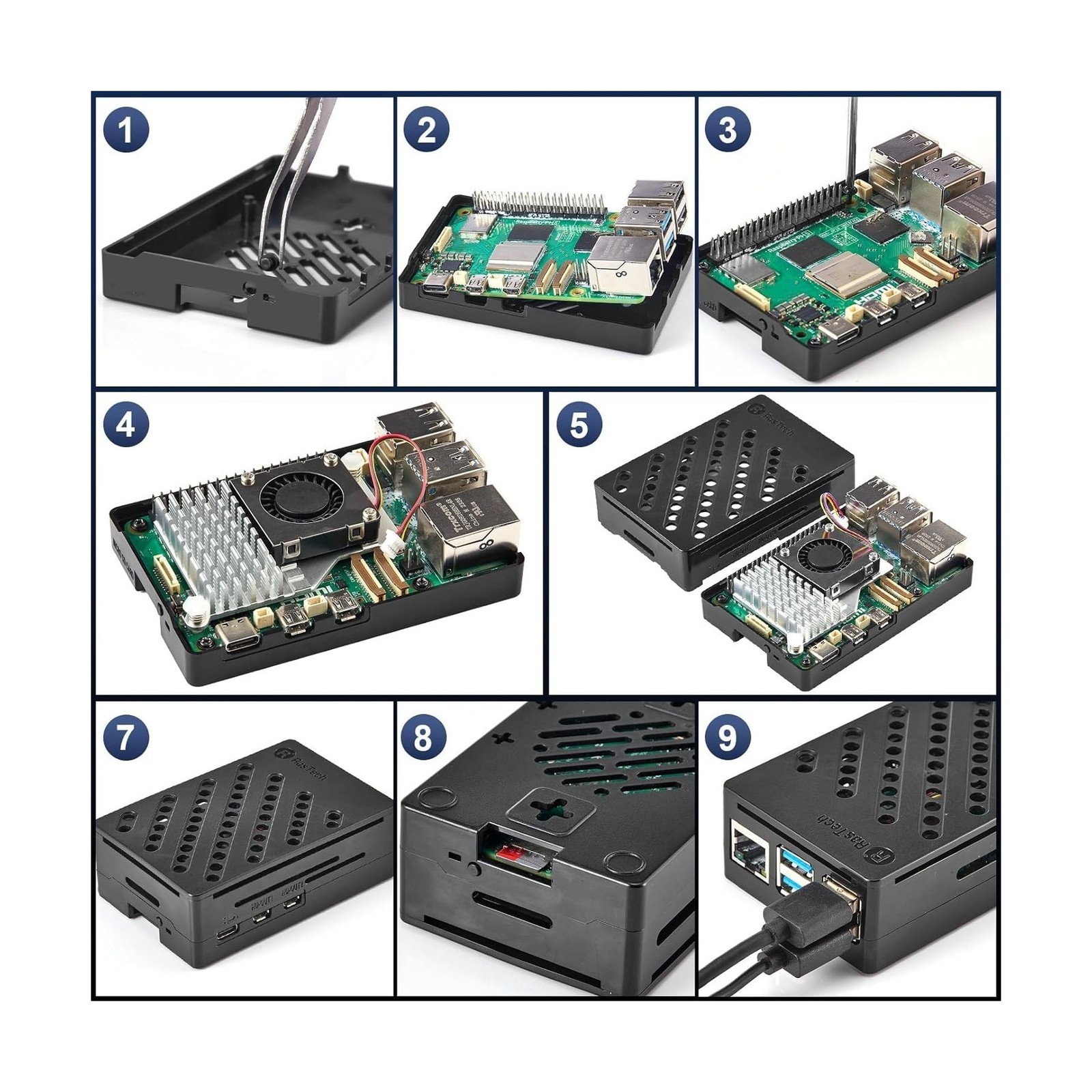 RasTech Raspberry Pi 5 16GB Kit 64GB Edition with Active Cooler,GaN 27W 5.1V5…