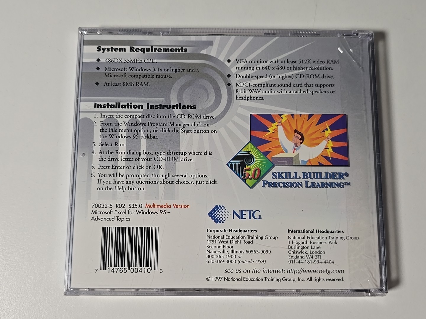 NETG Skill Builder Microsoft Excel for Windows 95 – Advanced Topics Course 70032