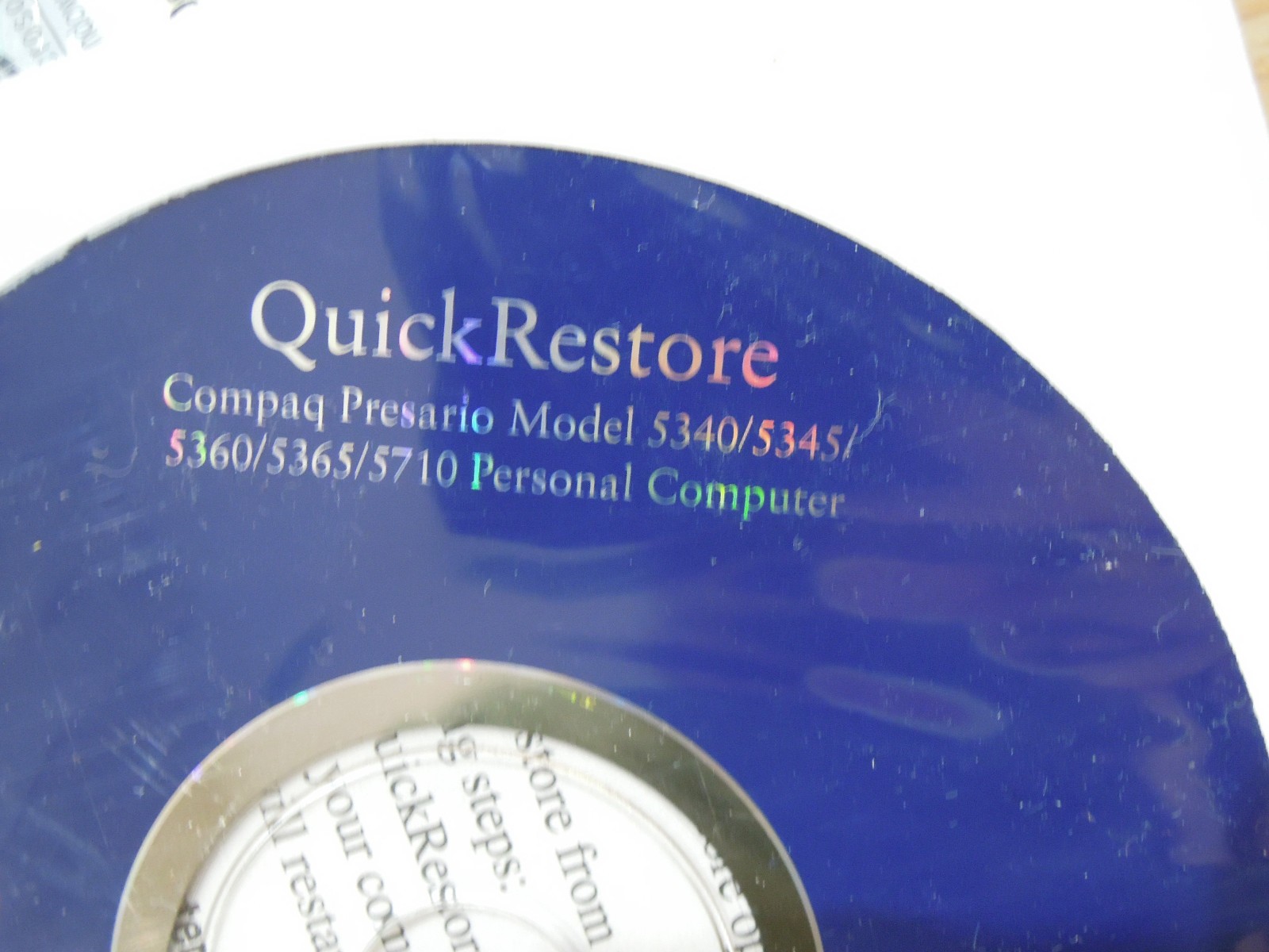 1999 New Compaq Presario Quick Restore CD Disc #1 5340 5345 5360 5365 5710