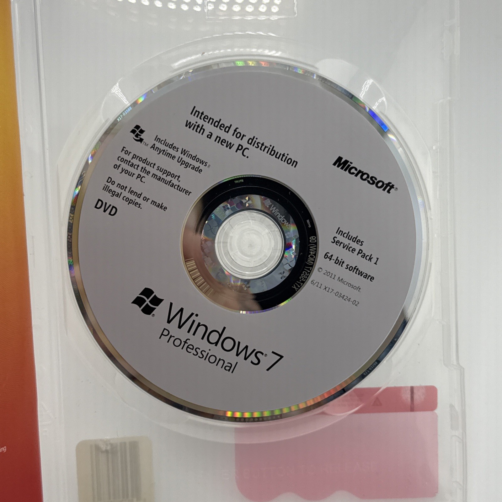 Windows 7 Professional 64-Bit Software SP 1 *No Product Key*