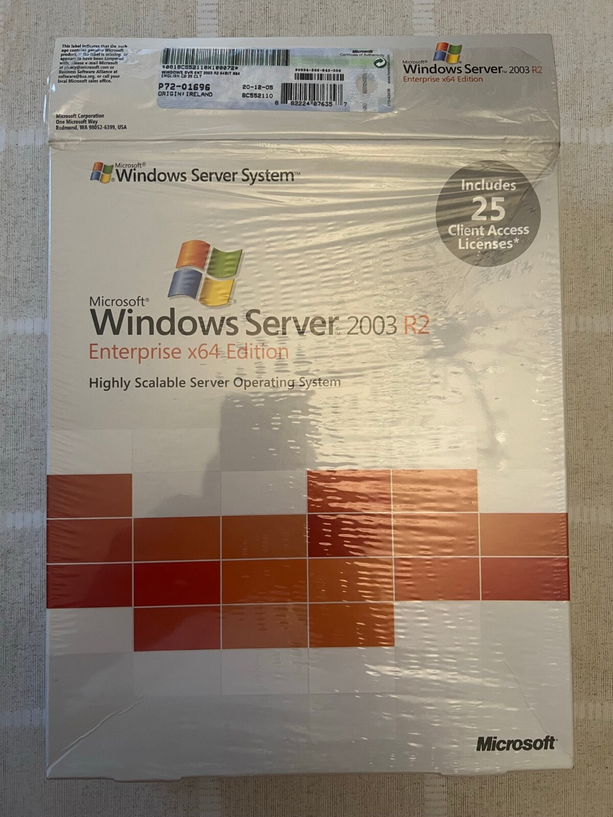 P72-01696 Windows Server 2003 R2 Enterprise x64 Inglés con 25 CAL