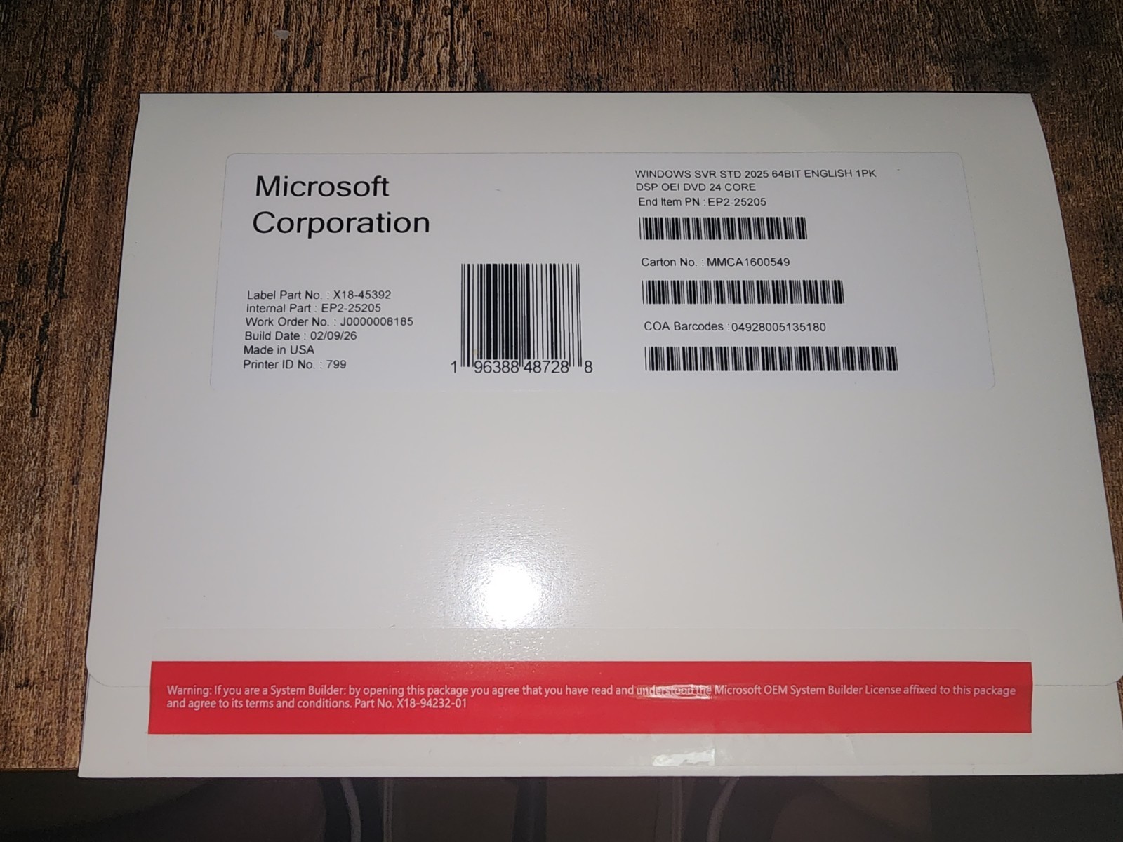 Microsoft Windows Server 2025 Datacenter Edition – 48 Core License