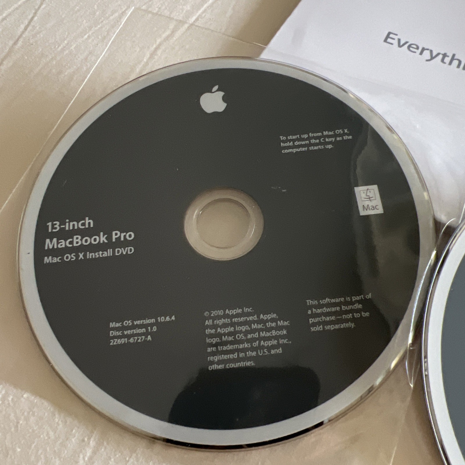Mac OS X 10.6.3 Install DVD 13″ MacBook Pro 2Z691-6623-A, OS Disc ONLY