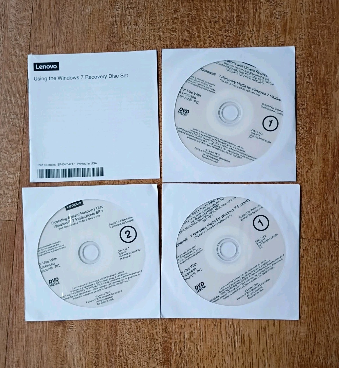 Genuine Lenovo Recovery (Reinstallation) DVD Set For Windows 7 Professional