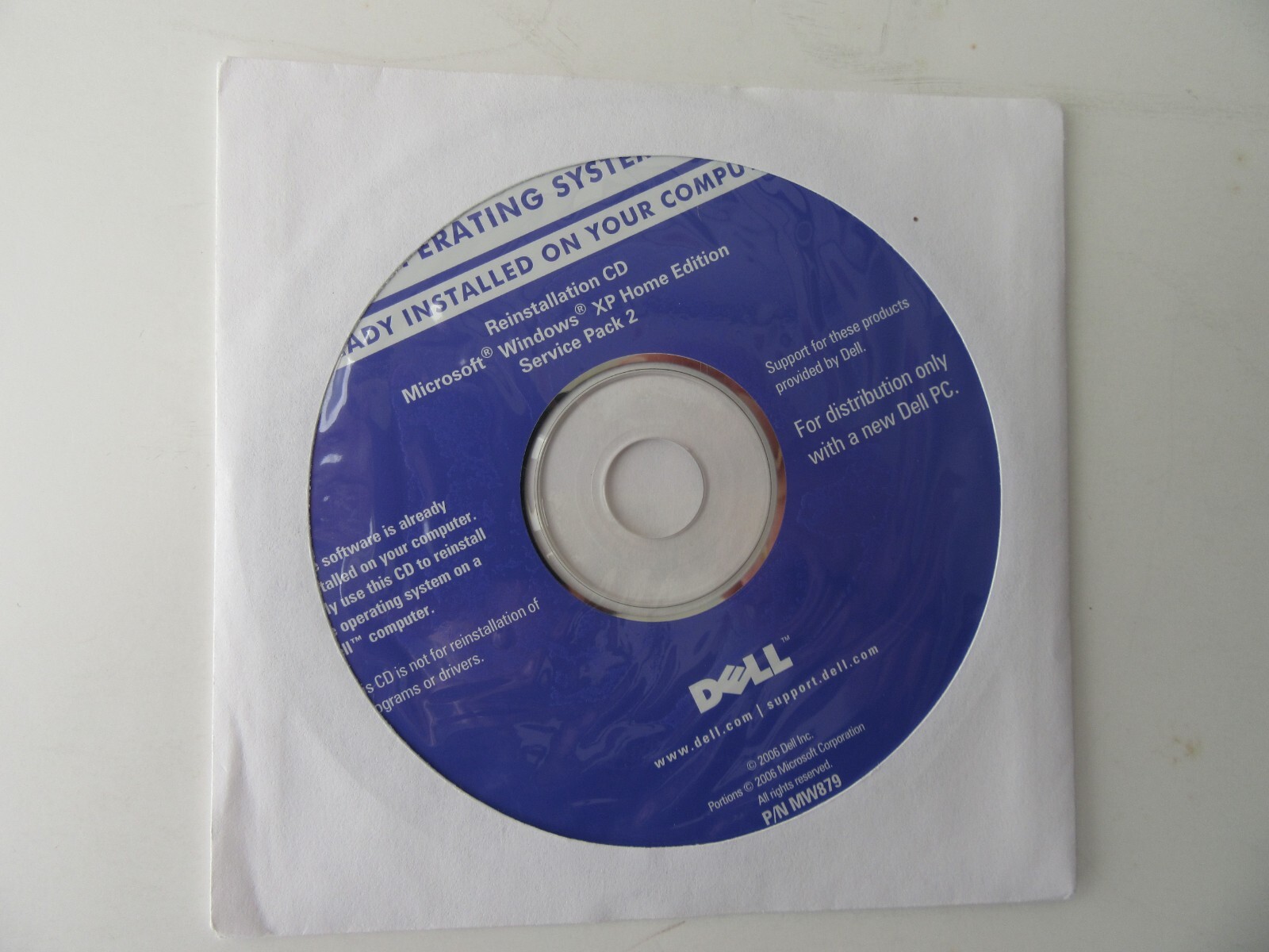 Dell Reinstallation CD Microsoft, Windows, XP Home Edition Service Pack2 NEW (8)