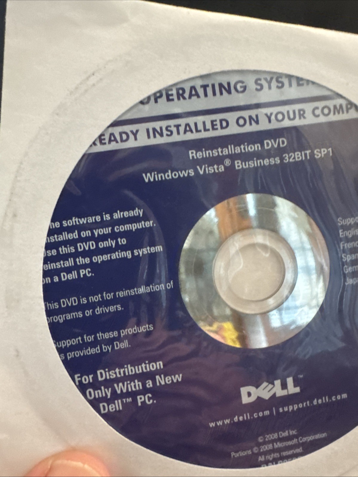 Dell System Reinstallation DVD Windows Vista Home Basic 32Bit SP1 SEALED FAST SH