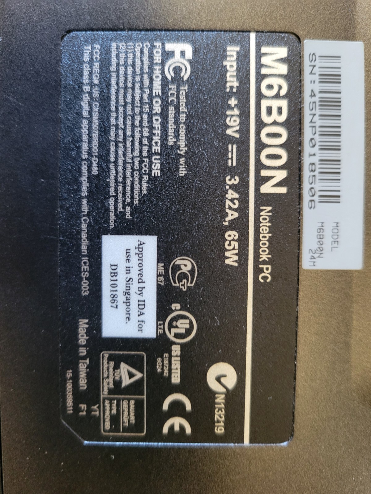 ASUS M6B00N Windows 7 32bit with Parallel Printer port for legacy 32bit software