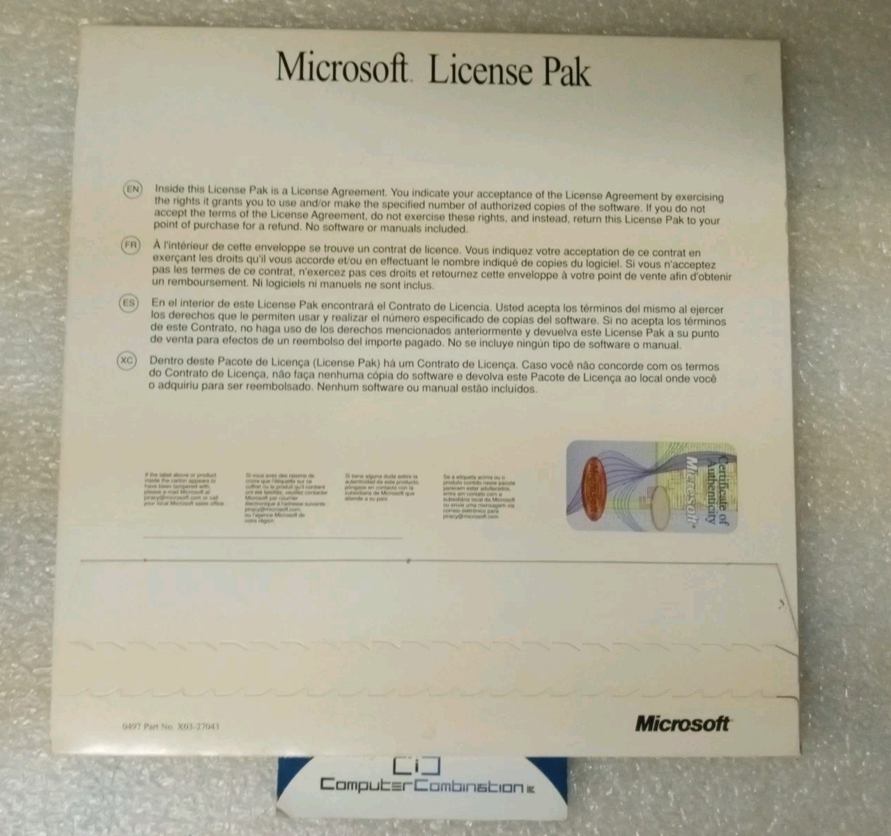 Microsoft Windows NT Server 4.0 CAL 1 Client Access License Sealed