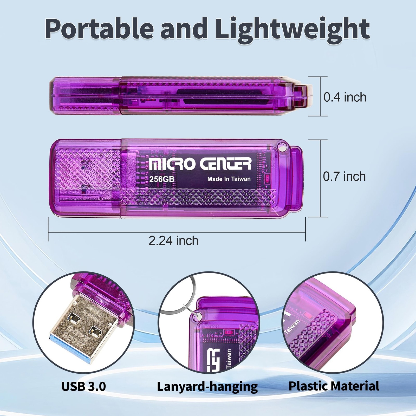INLAND Micro Center SuperSpeed 256GB USB 3.0/USB3.1 Gen1 Flash Drive Gum Size…