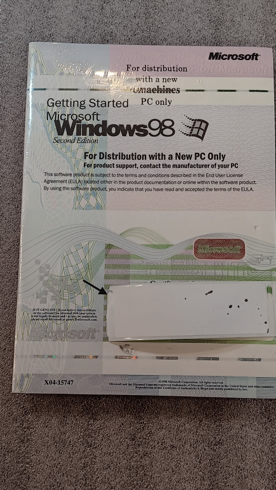 Microsoft Windows 98 Second Edition X04-15747 emachines monotek 600 sofware
